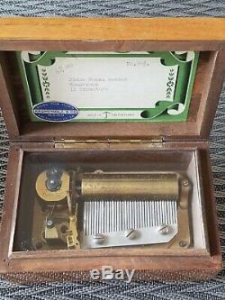 Vintage Thorens Wood Inlaid Music Box 26 1/2 Plays 3 Songs With Original Box