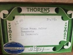 Vintage Thorens Wood Inlaid Music Box 26 1/2 Plays 3 Songs With Original Box