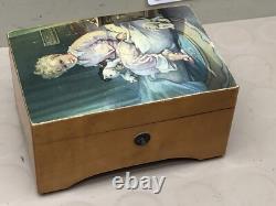 Vintage Thorens Wood Music Box Switzerland 2 Songs Works