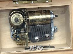 Vintage Thorens Wood Music Box Switzerland 2 Songs Works
