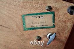 Vintage Thorens Wooden Musical Jewellery Box, Inlay Top, Draped Inside, Swiss