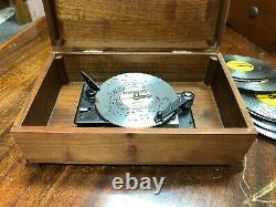Vintage Unmarked Thorens Switzerland Solid All Wood Disc Player Music Box