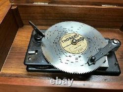 Vintage Unmarked Thorens Switzerland Solid All Wood Disc Player Music Box