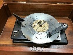 Vintage Unmarked Thorens Switzerland Solid All Wood Disc Player Music Box