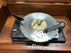 Vintage Unmarked Thorens Switzerland Solid All Wood Disc Player Music Box