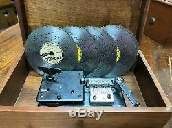 Vintage Unmarked Thorens Switzerland Solid All Wood Disc Player Music Box