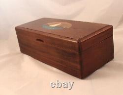 Vintage Walnut Music Box w Hand Painted Sailboat-Sailor Guy Gift