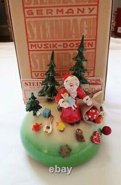 Vintage West German Steinbach Mechanical Wooden Music Box Plays Silent Night