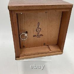 Vintage Wood Bookcase Wind Up Music Box Moving Dog Cigarette Dispenser Japan