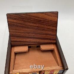 Vintage Wood Bookcase Wind Up Music Box Moving Dog Cigarette Dispenser Japan