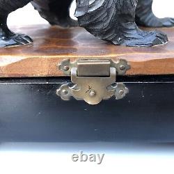 Vintage Wood Carved Black Bear Music Box Japan