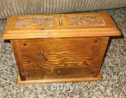 Vintage Wood Carved Piano Music Box Bank