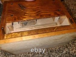 Vintage Wood Carved Piano Music Box Bank Coins