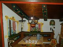 Vintage Wood Diorama Biergarten Scene, Reuge Musical lighted