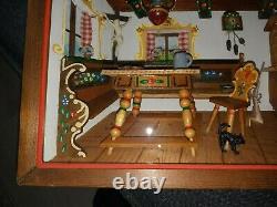 Vintage Wood Diorama Biergarten Scene, Reuge Musical lighted