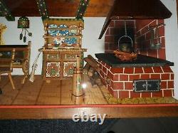 Vintage Wood Diorama Biergarten Scene, Reuge Musical lighted