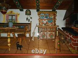 Vintage Wood Diorama Biergarten Scene, Reuge Musical lighted