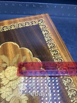 Vintage Wood Inlay Music Box Table Or Jewelry Box with Storage Plays Beautifully