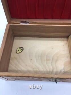 Vintage Wooden Ornate Jewelry Music Box Tales of Vienna Woods Works Box Damage
