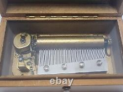 Vintage Working THORENS Swiss Cylinder 3 Song Music Box Walnut Made Switzerland