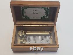 Vintage Working THORENS Swiss Cylinder 3 Song Music Box Walnut Made Switzerland
