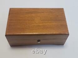 Vintage Working THORENS Swiss Cylinder 3 Song Music Box Walnut Made Switzerland