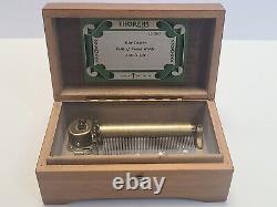 Vintage Working THORENS Swiss Cylinder 3 Song Music Box Walnut Made Switzerland