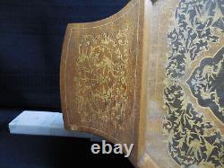 Vintage late 1800s neoclassical Music Box Wood Serving Tray, plays O Sole Mio