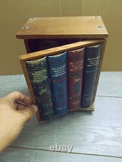 Vintage shakespeare fake book Decanter box wood glass set rare