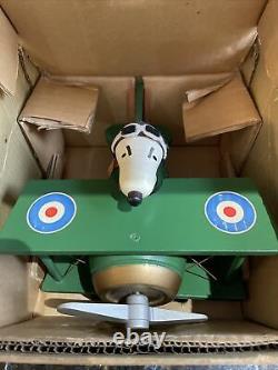Vintage wood Peanuts Snoopy music box Schmid Bros Lot Set Bi-plane Sopwith Camel