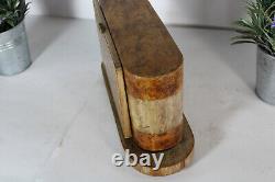 Vintage wood marquetry inlay cigarette case dispenser box music ballerina
