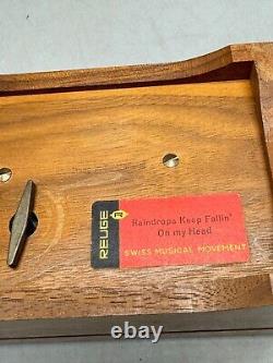 Vintage wood music box Reuge rain drop keep fallin' on your head Swiss READ