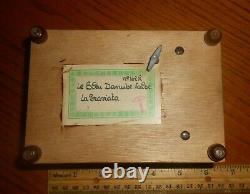 Vintg Swiss Pre-reuge Thorens Sunburst Thuya Wood Music Box Blue Danube Video