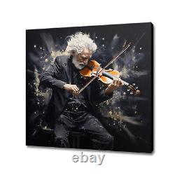 Violin Player Music Painting Style Canvas Print Wall Art, Music Lovers Gift Art