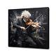 Violin Player Music Painting Style Canvas Print Wall Art, Music Lovers Gift Art