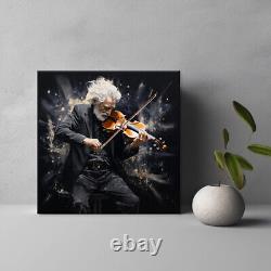 Violin Player Music Painting Style Canvas Print Wall Art, Music Lovers Gift Art