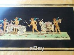 Vtg 1962 Lg Italian Jewelry Casket Box Cherubs Angels Reuge Music Putti Musical