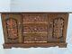 Vtg 60's Large Wood Carved Jewelry Box Musical By Royal Sealey Japan 15 Long