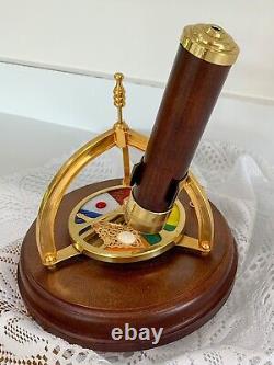 Vtg 70's Music Box Memory Brass Wood Kaleidoscope Spinning Wheel Taiwan Works