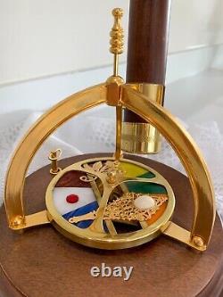 Vtg 70's Music Box Memory Brass Wood Kaleidoscope Spinning Wheel Taiwan Works