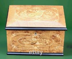 Vtg Beautiful Italian Lacquered Wood Jewelry Reuge Music Box 7.5 X 5.5 X 4.75