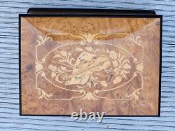 Vtg Beautiful Italian Lacquered Wood Jewelry Reuge Music Box 7.5 X 5.5 X 4.75