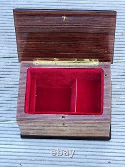 Vtg Beautiful Italian Lacquered Wood Jewelry Reuge Music Box 7.5 X 5.5 X 4.75