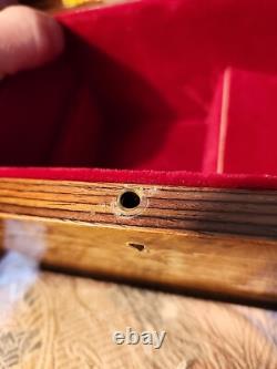 Vtg Beautiful Italian Lacquered Wood Jewelry Reuge Music Box 7.5 X 5.5 X 4.75