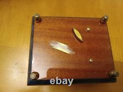 Vtg Blue Italian Inlaid Wood Jewelry & Music Footed Box Plays Edelweiss