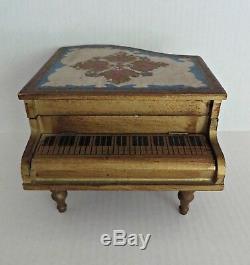 Vtg Grand Piano Italian Florentine Guild Wood Music Musical Jewelry Box RARE