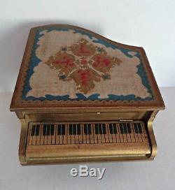 Vtg Grand Piano Italian Florentine Guild Wood Music Musical Jewelry Box RARE