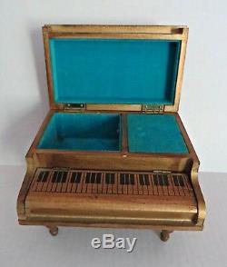 Vtg Grand Piano Italian Florentine Guild Wood Music Musical Jewelry Box RARE