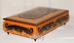 Vtg Inlaid Wood SPLENDID MUSIC JEWELRY BOX REUGE SWISS MOVEMENT Dr Zhivago Italy