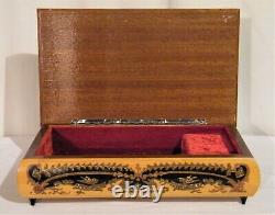 Vtg Inlaid Wood SPLENDID MUSIC JEWELRY BOX REUGE SWISS MOVEMENT Dr Zhivago Italy